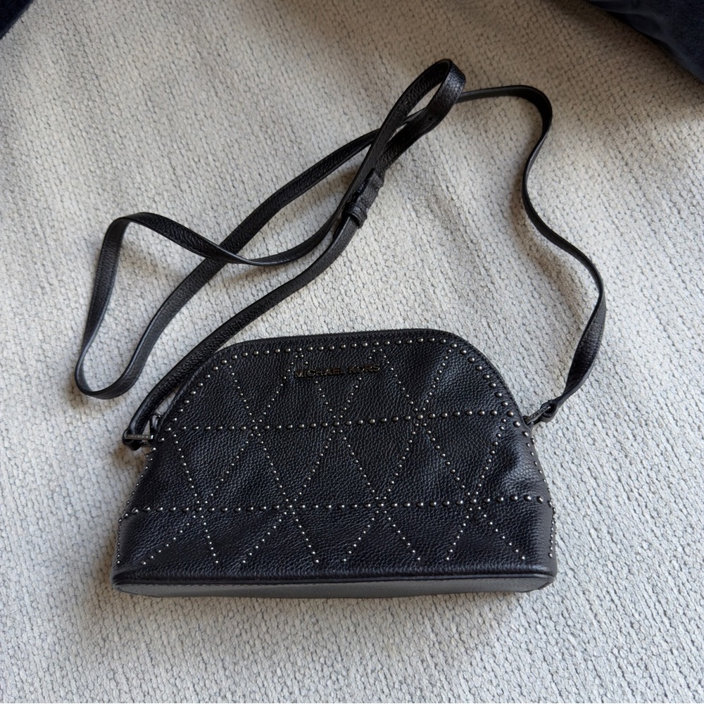 Michael Kors Black Quilted Stud Crossbody Bag - Picture 1 of 13